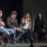 Star of Nic Koller's short documentary Marisol speaking at the panel. Next to her, co-star Sam (on her right), Mathery's Studio, and director Nic Koller.