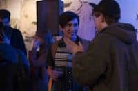 Video artist Alejandro Peña having a chat.