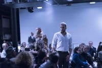 Actors Juliana Valente and Ben Rademacher performing at DCTV.