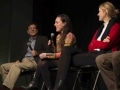 Bonnie Lane discussing her process next to Mark Alpert and Amelie Hegardt.